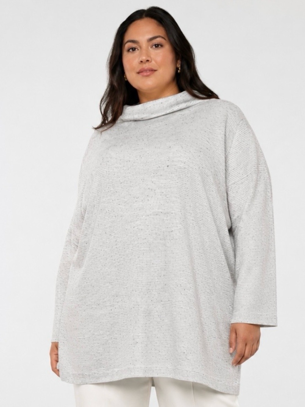J. JILL Light Gray Cowl Neck Women's Sweater Cozy Oversized Knit Size XL